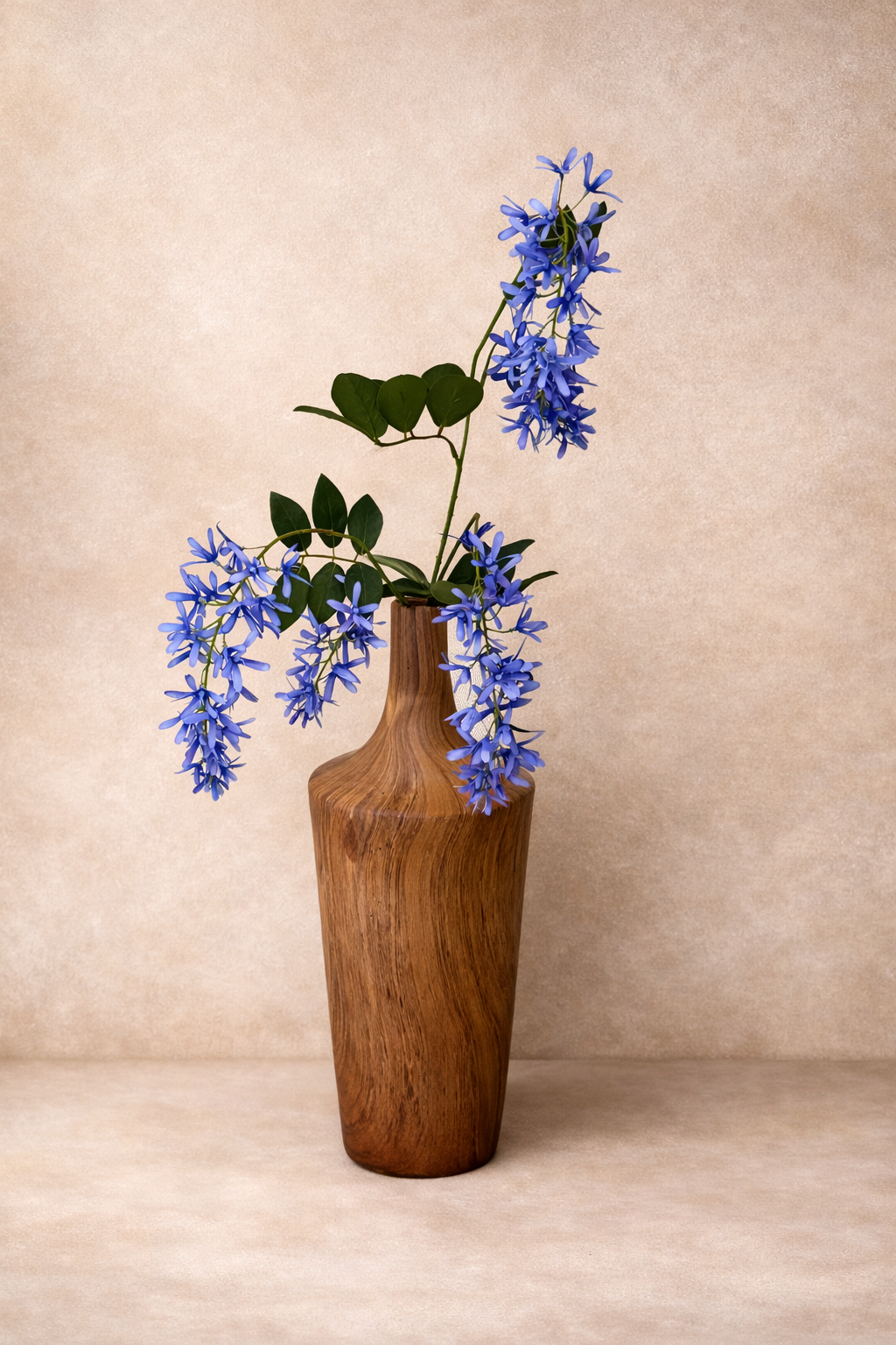 Houtlook vaas Eucalyptus/Orchidee/Blauw Regen