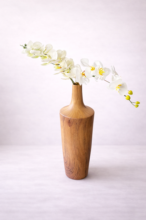 Houtlook vaas Eucalyptus/Orchidee/Blauw Regen