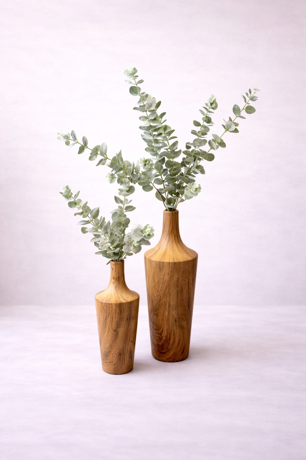 Houtlook vaas Eucalyptus/Orchidee/Blauw Regen